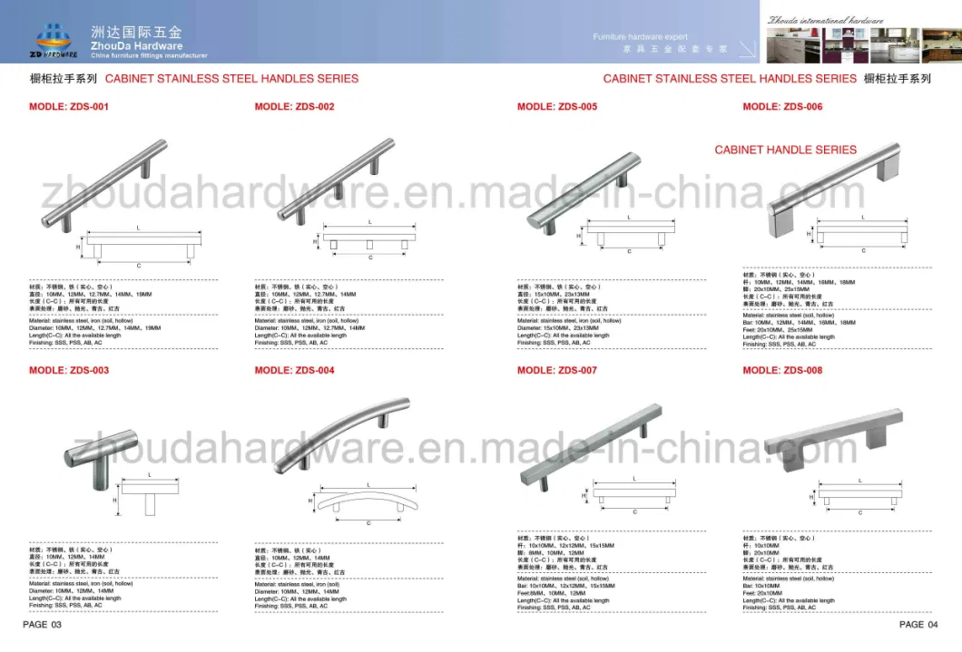 Stainless Steel T Bar Door Aluminum Window Kitchen Cabinet Drawer Home Bedroom Furniture Hollow Handle of Knobs